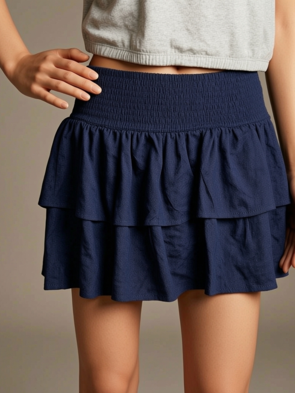 No Boundaries Navy Blue Tiered mini Skirt